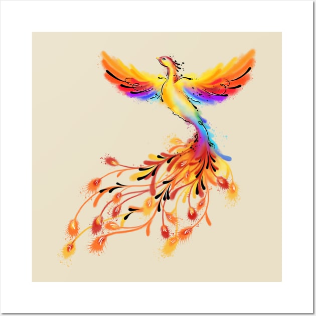 Watercolor Phoenix Wall Art by MissyCorey